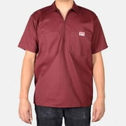 Ben Davis Mens Half-Zip Short Sleeve Collared Solid Work Shirt 128-XL