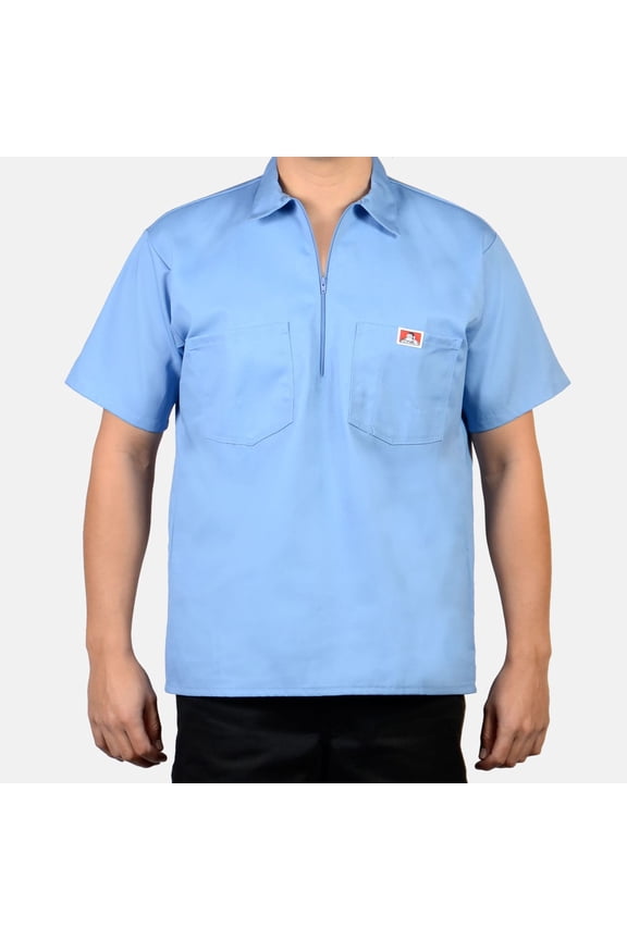 Men's Half-Zip Short Sleeve Collared Solid Work Shirt 150-2XL