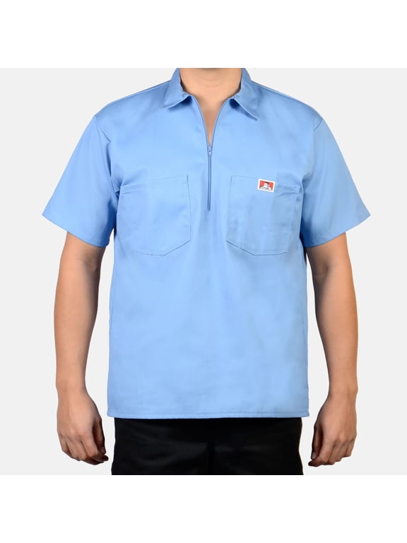 Men's Half-Zip Short Sleeve Collared Solid Work Shirt 150-L