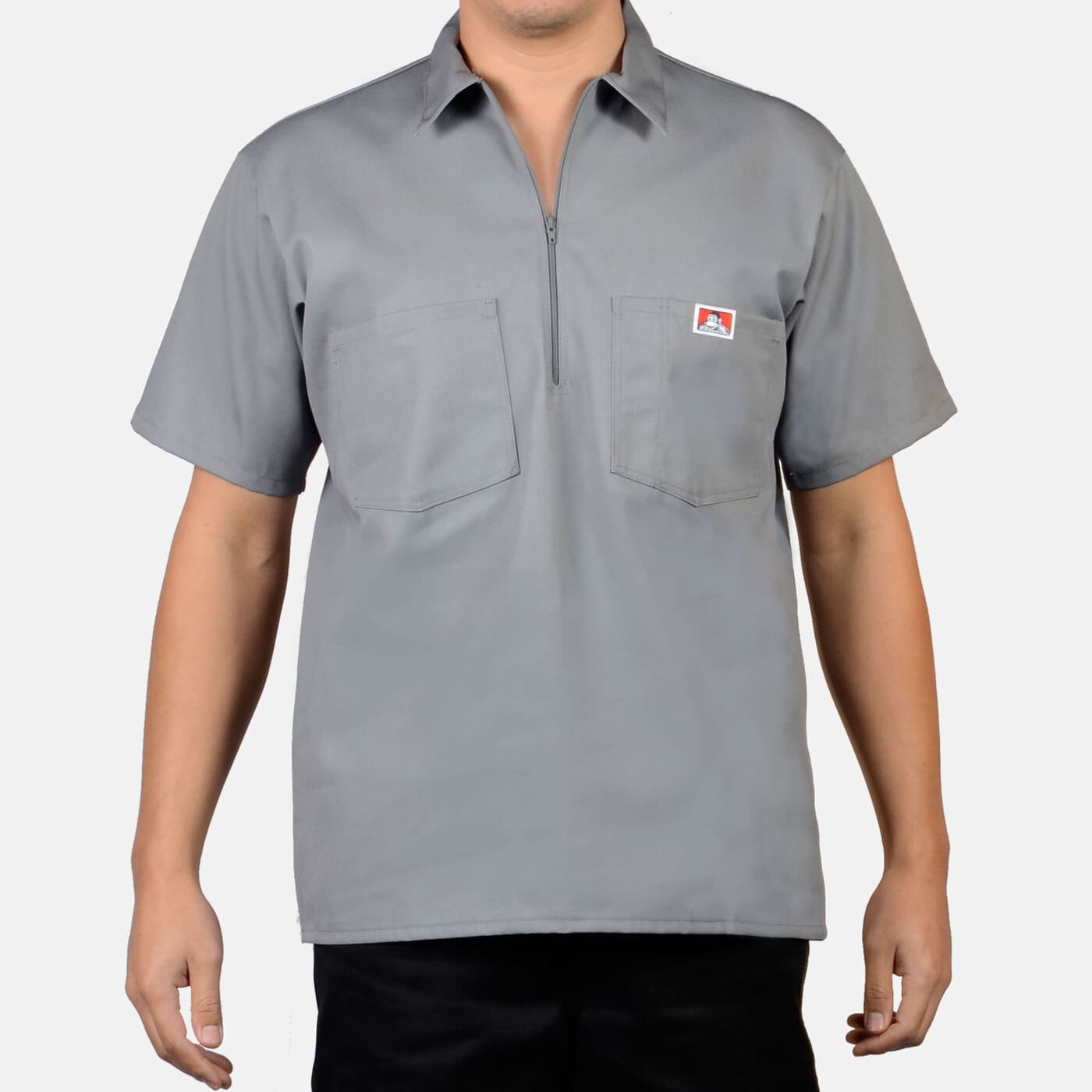 Ben Davis Men's Half-Zip Short Sleeve Collared Solid Work Shirt 