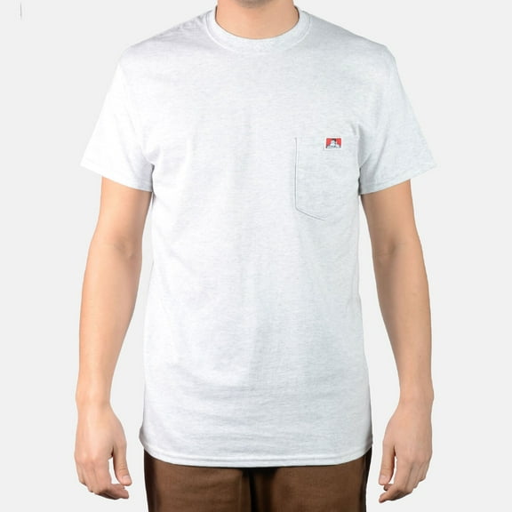 Ben Davis Men's Short Sleeve 100% Cotton Classic Pocket Logo Tee Ash Grey L