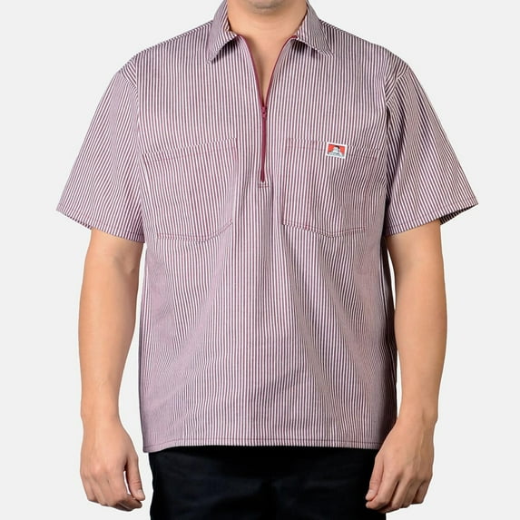 Ben Davis Short Sleeve Striped Half-Zip Shirt
