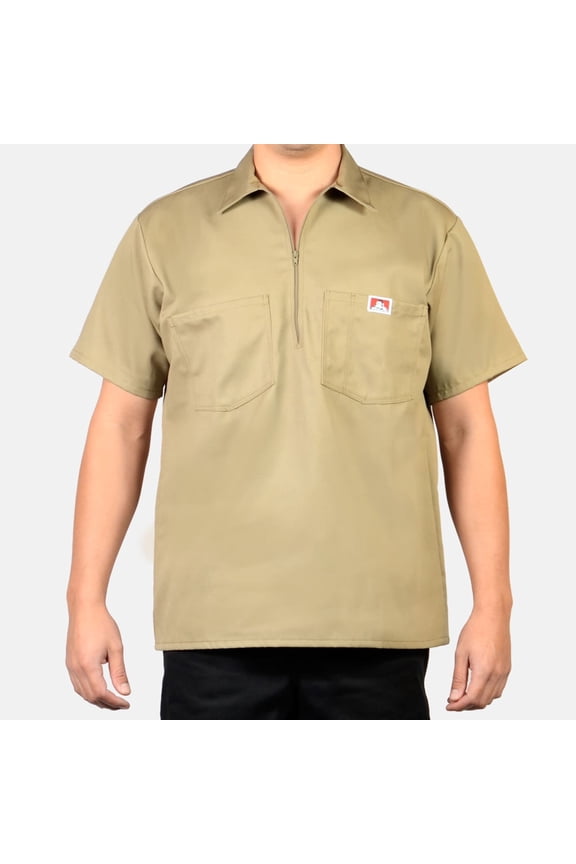 Short Sleeve Solid 1/2 Zip Shirt