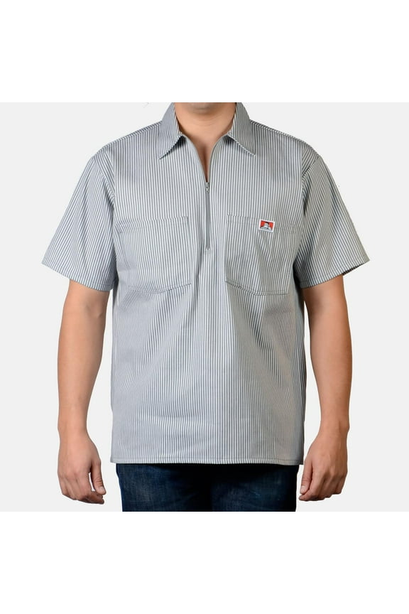 Short Sleeve Striped 1/2 Zip Shirt