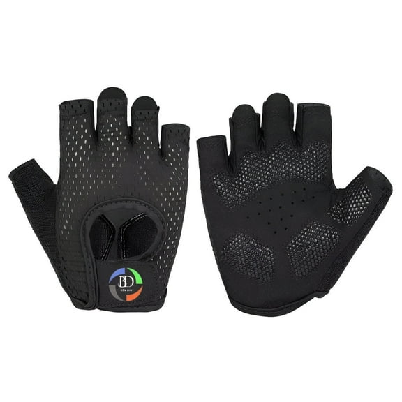 Ben Din Clothing Anti-slip Full Palm Protection Mesh fabric Rubber Black Weight Lifting Gloves, S