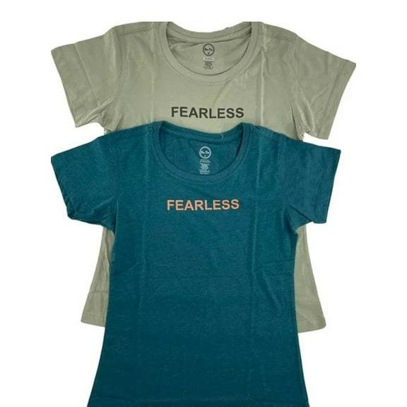 Ben Din Clothing Fearless Women Short Sleeve Crewneck Cotton T-Shirt, 2Pack
