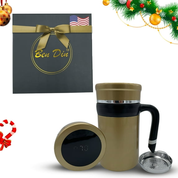 Ben Din Clothing Stainless Steel Coffee Mug with Christmas Gift Box, Gold