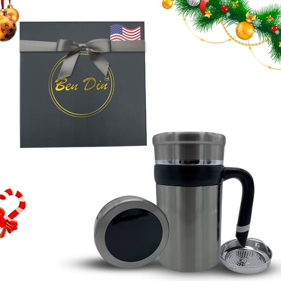 Ben Din Clothing Stainless Steel Coffee Mug with Christmas Gift Box, Silver