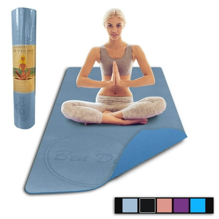 Ben Din Clothing TPE Yoga Mat 8mm Thickness - 72"x24" (Fog Blue)