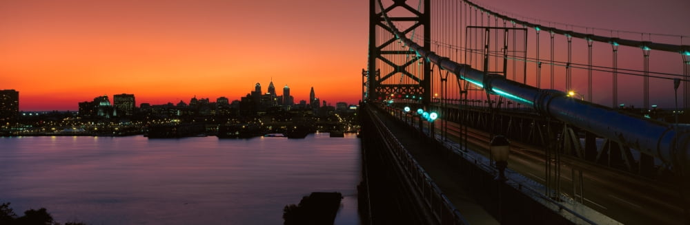 Ben Franklin Bridge PhiladelphiaPennsylvania Canvas Art - Panoramic Images (36 x 12)