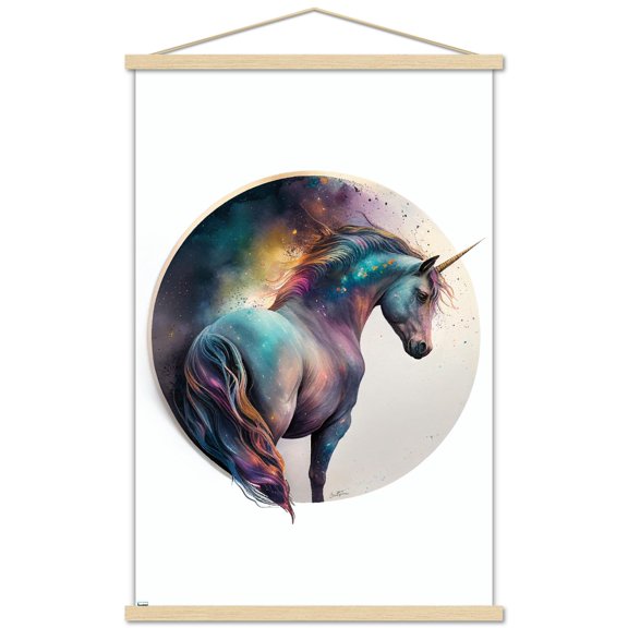 Ben Heine - Unicorn in Universe Wall Poster with Magnetic Frame, 22.375" x 34"