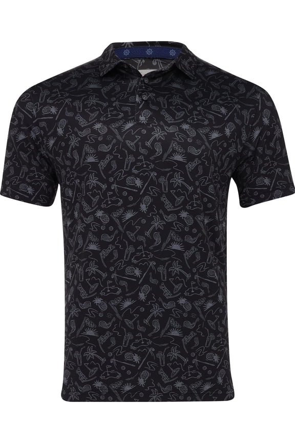 All Over Conversational Golf Charcoal Art Shirt Men S