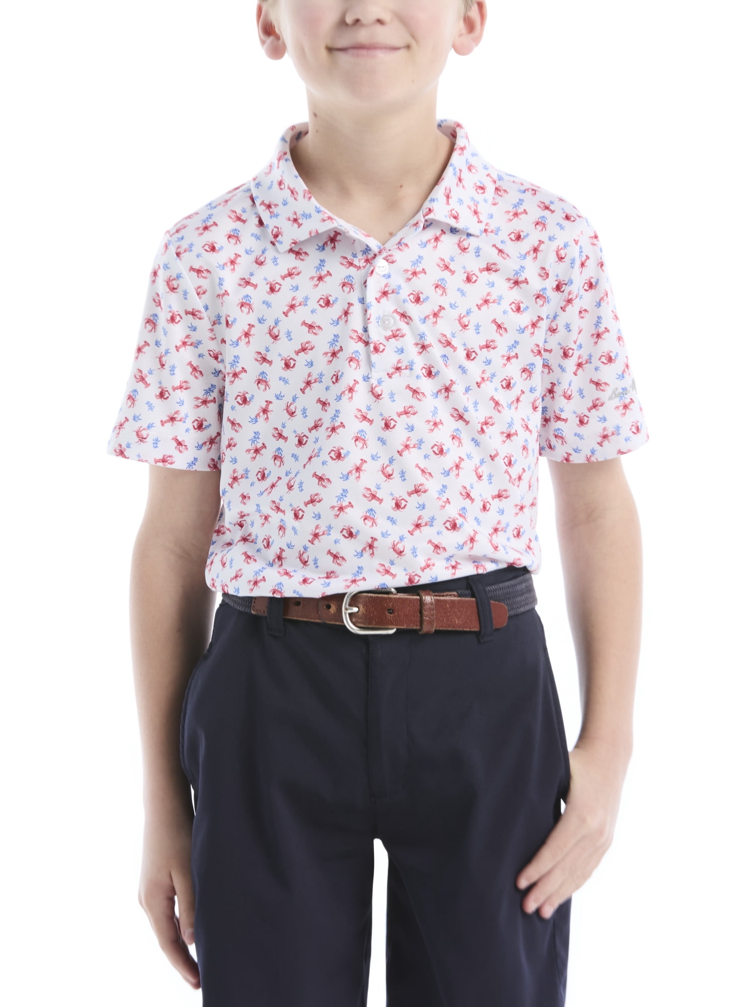 Boys & Big Boys Performance Golf Polo Shirt: Lobster Print, Sizes 4-18