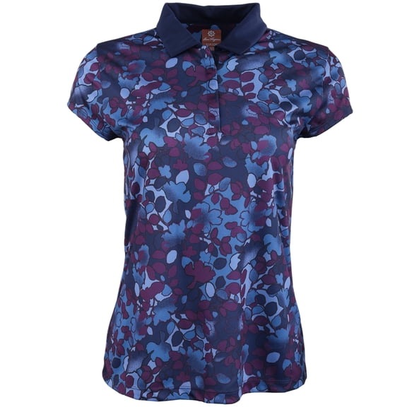 Ben Hogan Floral Printed Cap Sleeve Peacoat Shirt Women XS