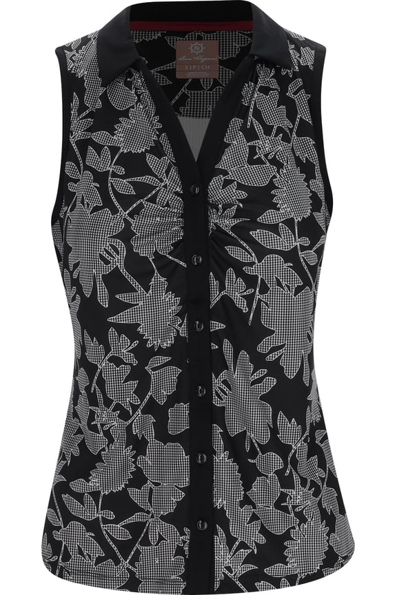 Heritage Floral Sleeveless Caviar Shirt Women XL