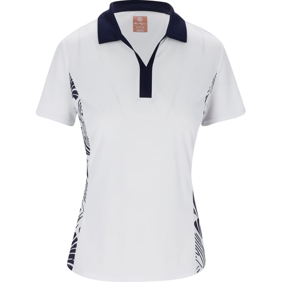 Ben Hogan Leaf Print Blocked Bright White/Multi Shirt Women S
