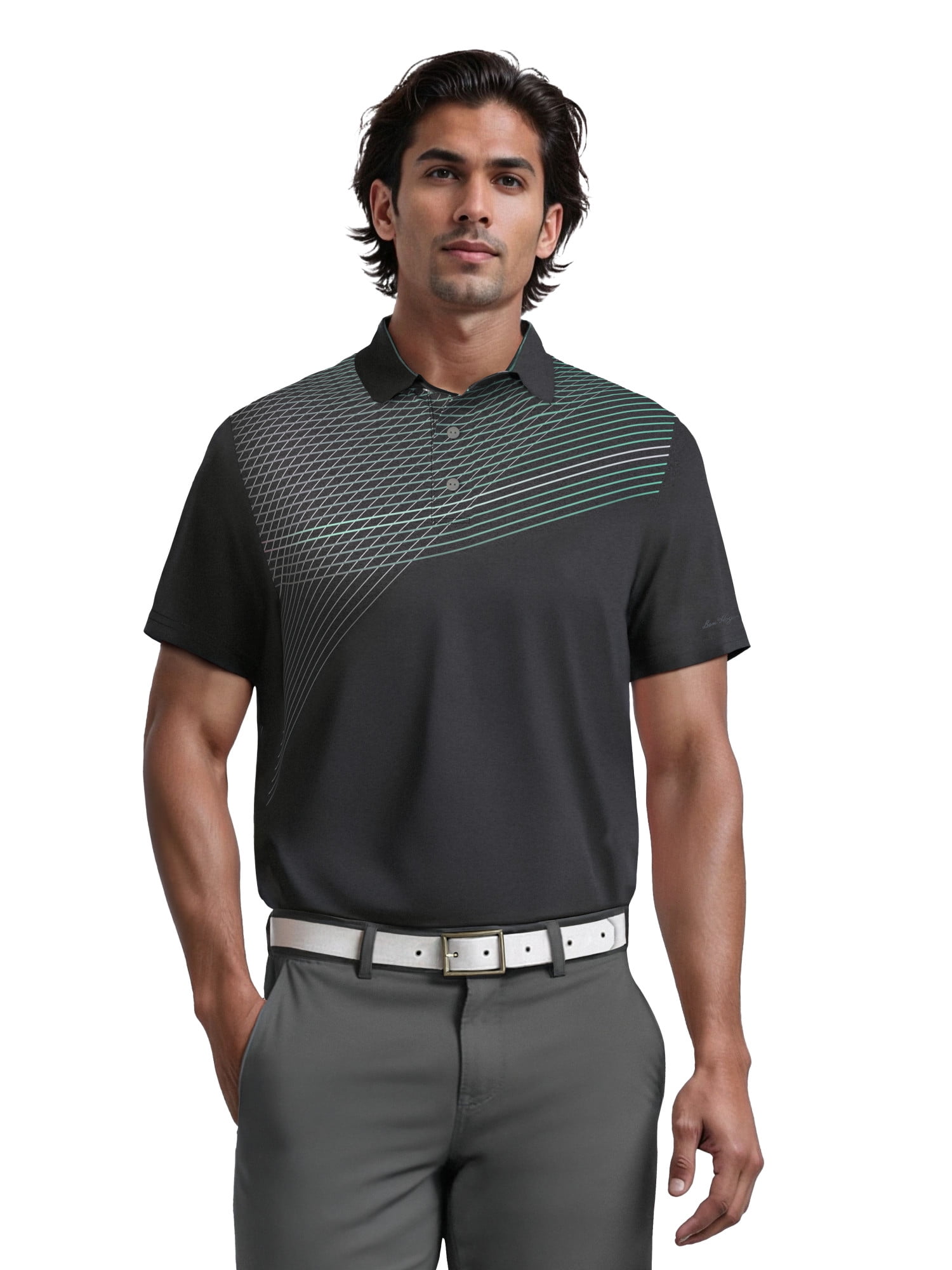 Ben Hogan Men's & Big Men's Assymetric Heather Printed Golf Polo, Sizes S-5XL