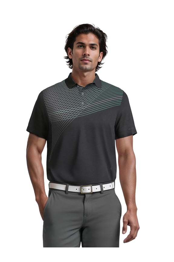 Men's & Big Men's Assymetric Heather Printed Golf Polo, Sizes S-5XL