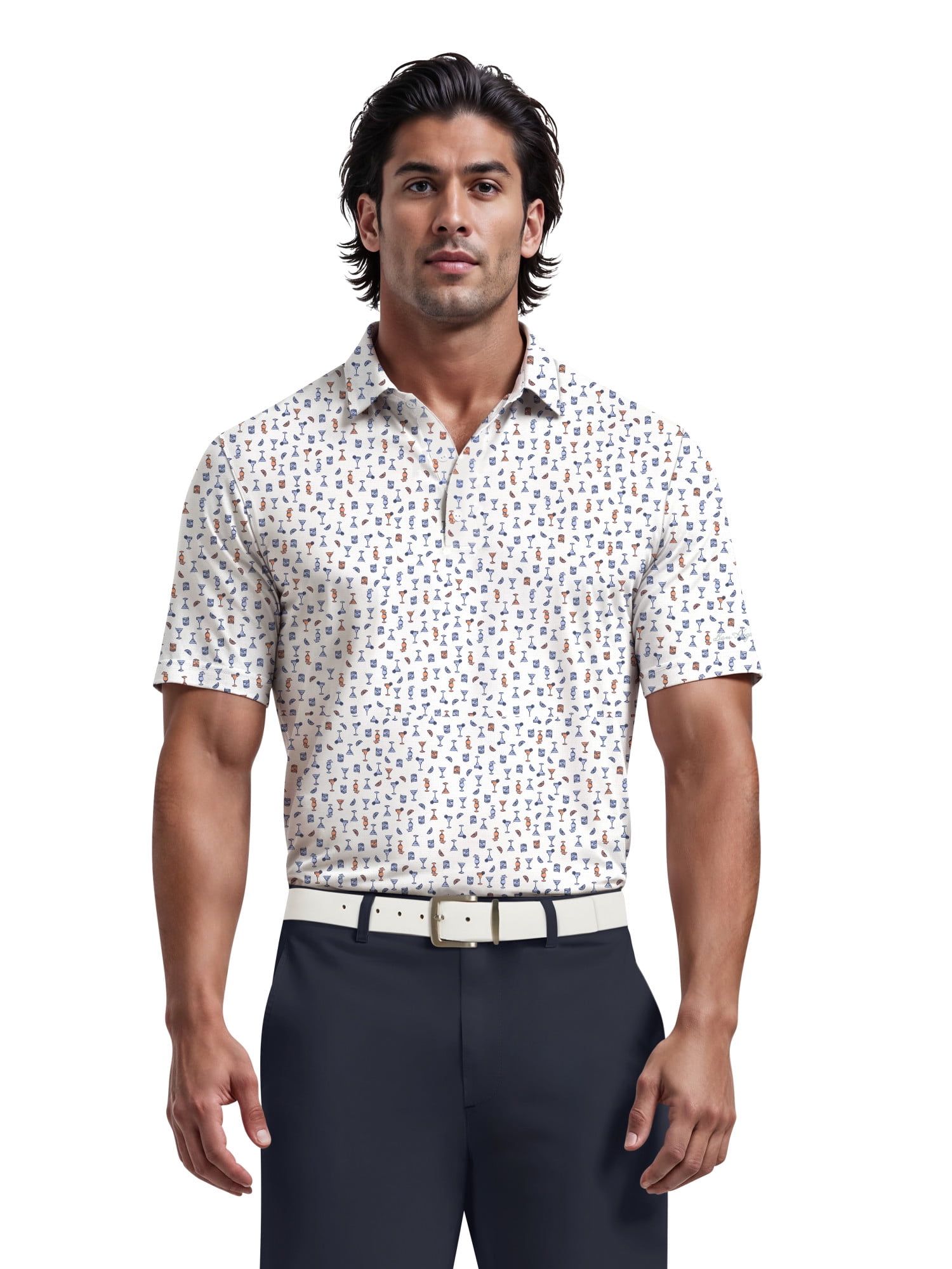 Ben Hogan Men's & Big Men's Conversational Drink Golf Polo Shirt, Sizes S-5XL