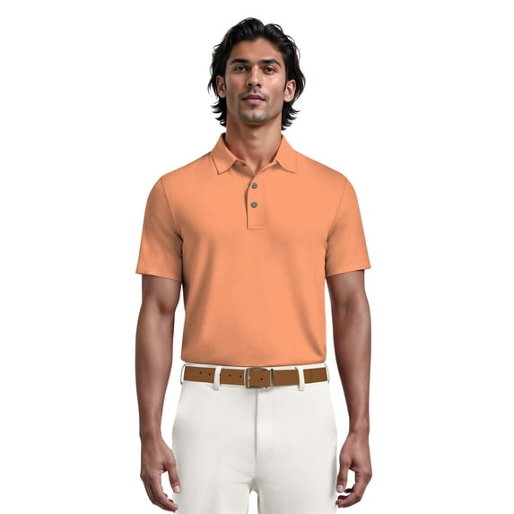 Ben Hogan Men's & Big Men's Micro Jaquard Golf PoloWith Self Collar, Sizes S-5XL