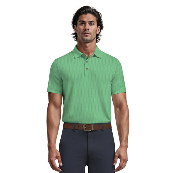 Ben Hogan Men's & Big Men's Micro Jaquard Golf PoloWith Self Collar, Sizes S-5XL