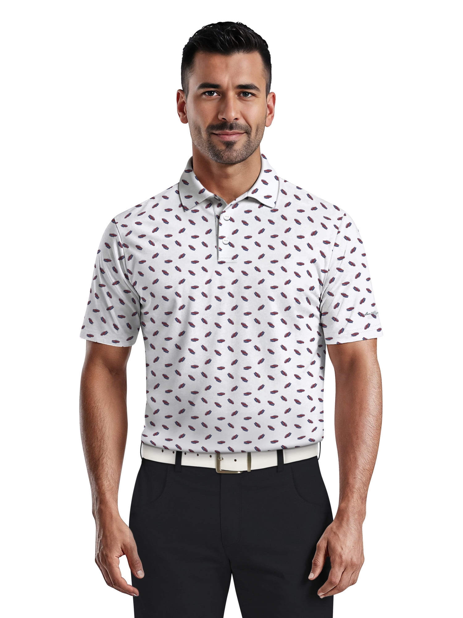 Ben Hogan Men's & Big Men's Performance Car Print Short Sleeve Polo Shirt, up to 5XL
