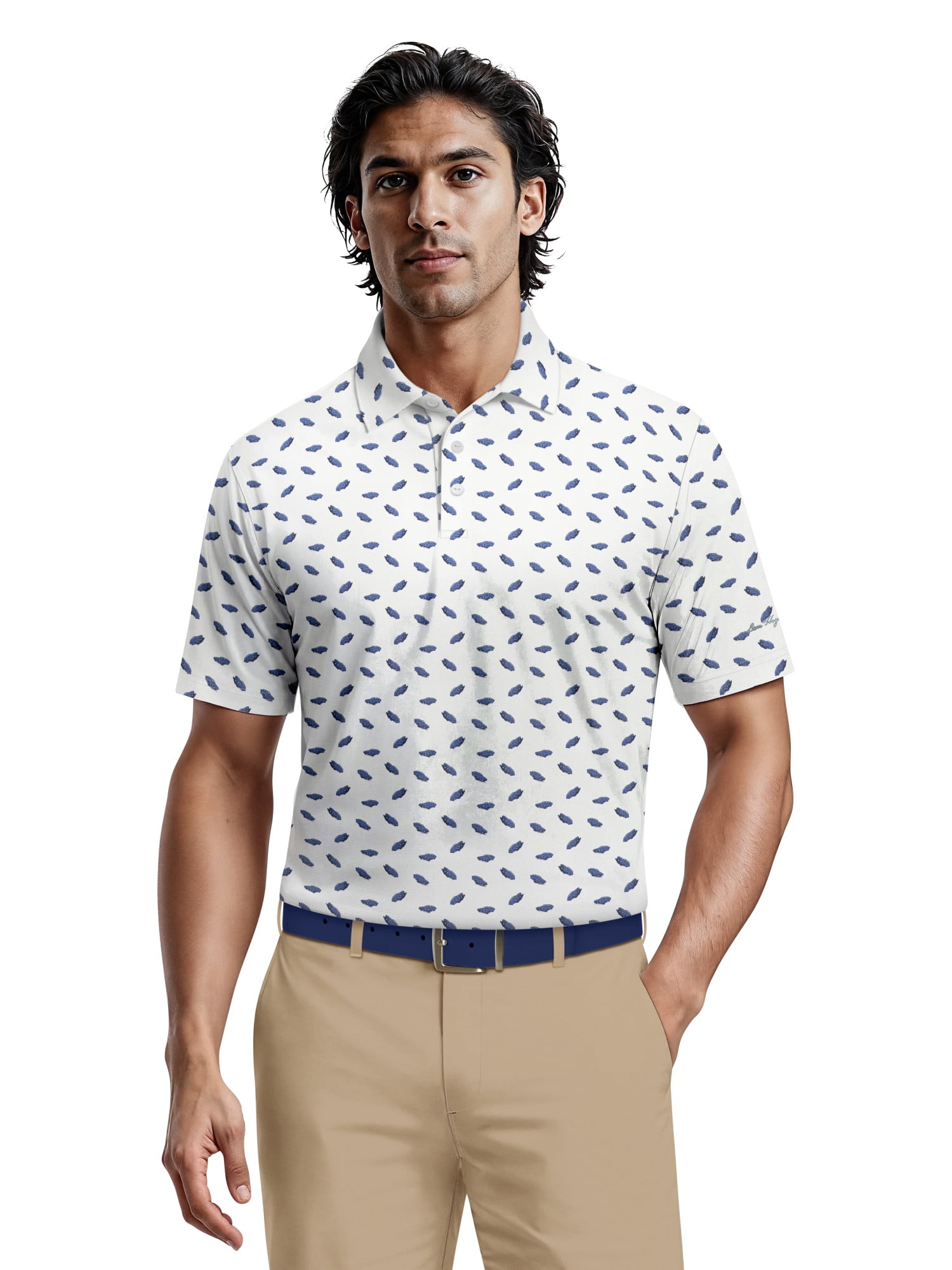 Ben Hogan Men's & Big Men's Performance Car Print Short Sleeve Polo Shirt, up to 5XL