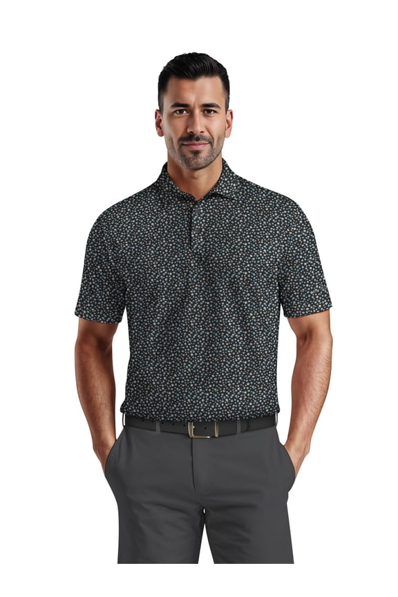 Men's & Big Men's Performance Confetti Floral Polo Short Sleeve Polo Shirt, up to 5XL