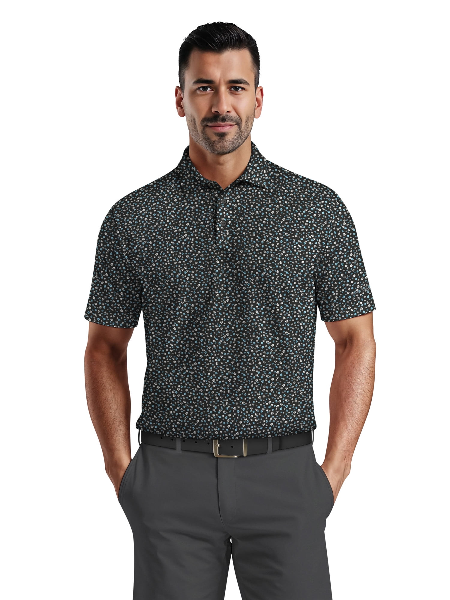 Ben Hogan Men's & Big Men's Performance Confetti Floral Polo Short Sleeve Polo Shirt, up to 5XL