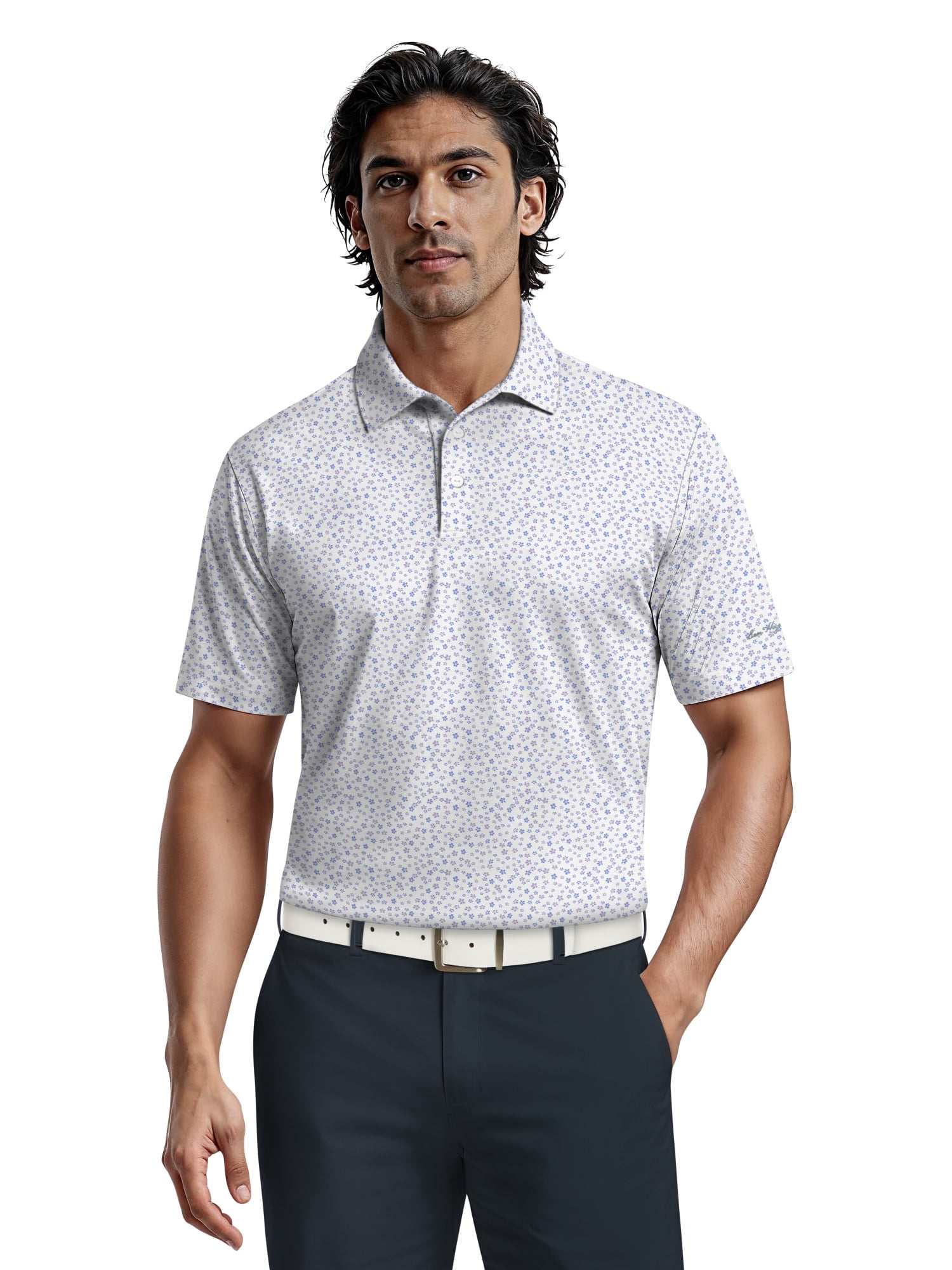 Ben Hogan Men's & Big Men's Performance Confetti Floral Short Sleeve Polo Shirt, up to 5XL