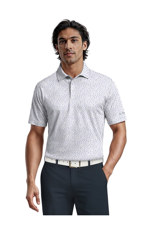 Men's & Big Men's Performance Confetti Floral Short Sleeve Polo Shirt, up to 5XL