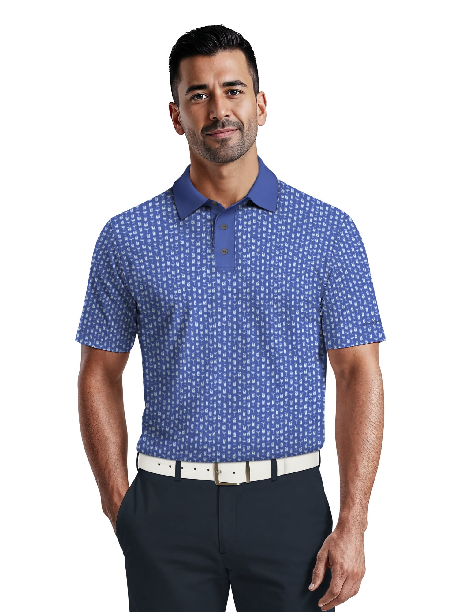 Ben Hogan Men's & Big Men's Performance Drink Printed Short Sleeve Polo Shirt, up to 5XL