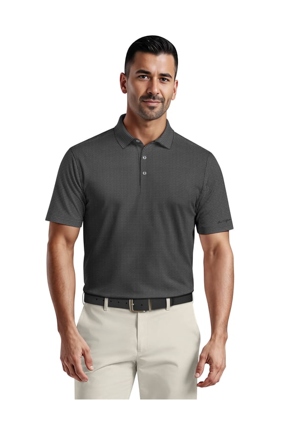 Men's & Big Men's Performance Eco Mini Geo Jacquard Short Sleeve Polo Shirt, up to 5XL