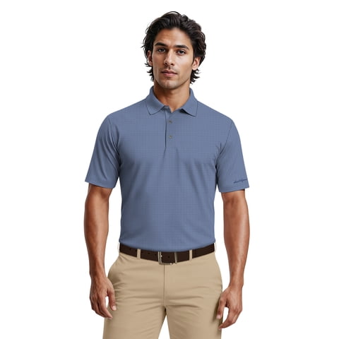 Men's & Big Men's Performance Eco Mini Geo Jacquard Short Sleeve Polo Shirt, up to 5XL