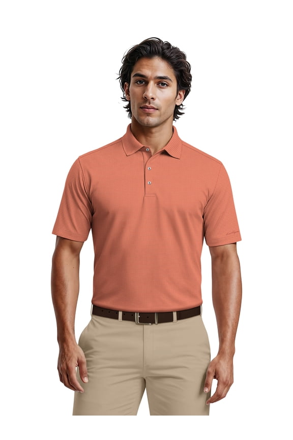 Men's & Big Men's Performance Eco Mini Geo Jacquard Short Sleeve Polo Shirt, up to 5XL