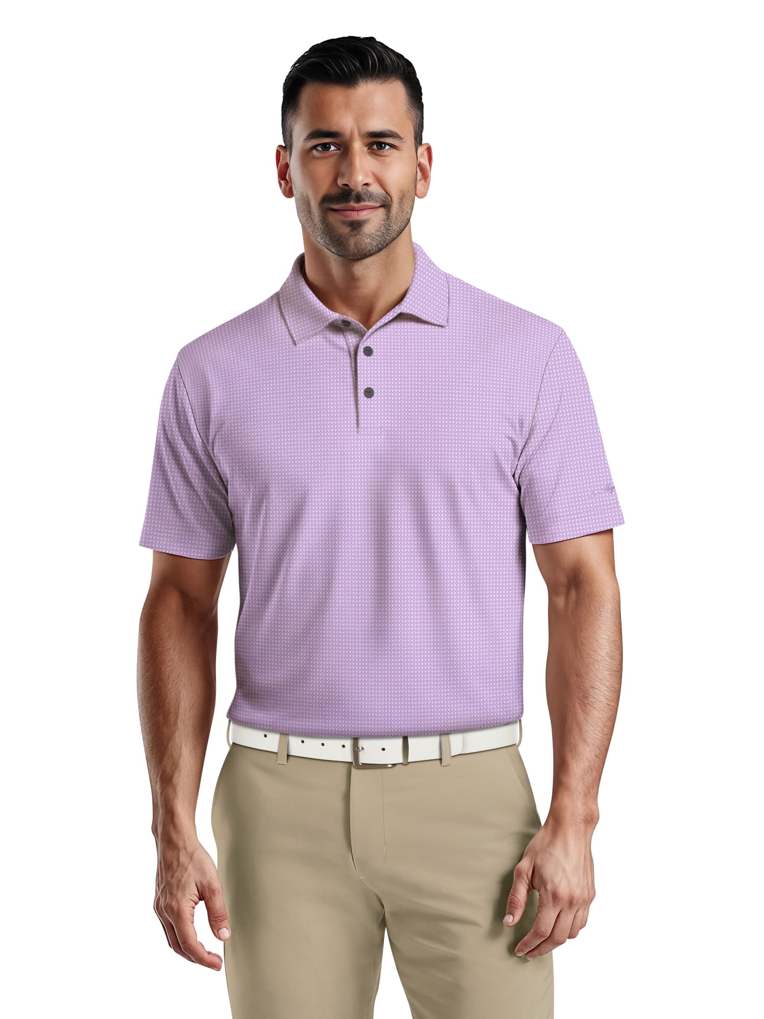 Ben Hogan Men's & Big Men's Performance Eco Mini Geo Jacquard Short Sleeve Polo Shirt, up to 5XL
