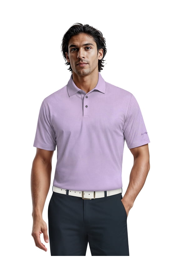 Men's & Big Men's Performance Fine Line Printed Short Sleeve Polo Shirt, up to 5XL