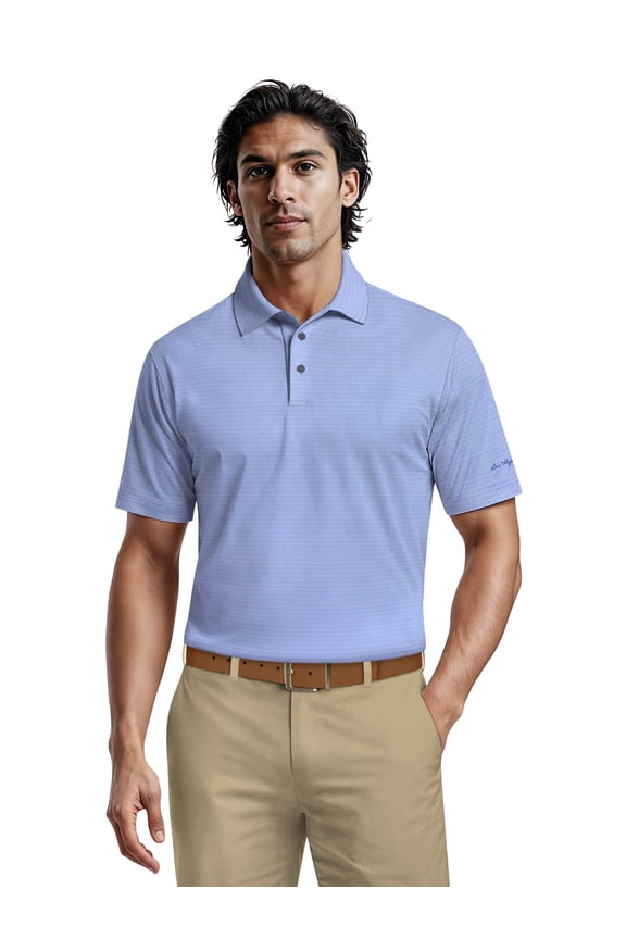 Men's & Big Men's Performance Fine Line Printed Short Sleeve Polo Shirt, up to 5XL