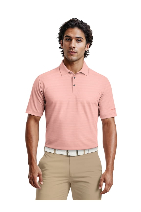 Men's & Big Men's Performance Fine Line Printed Short Sleeve Polo Shirt, up to 5XL