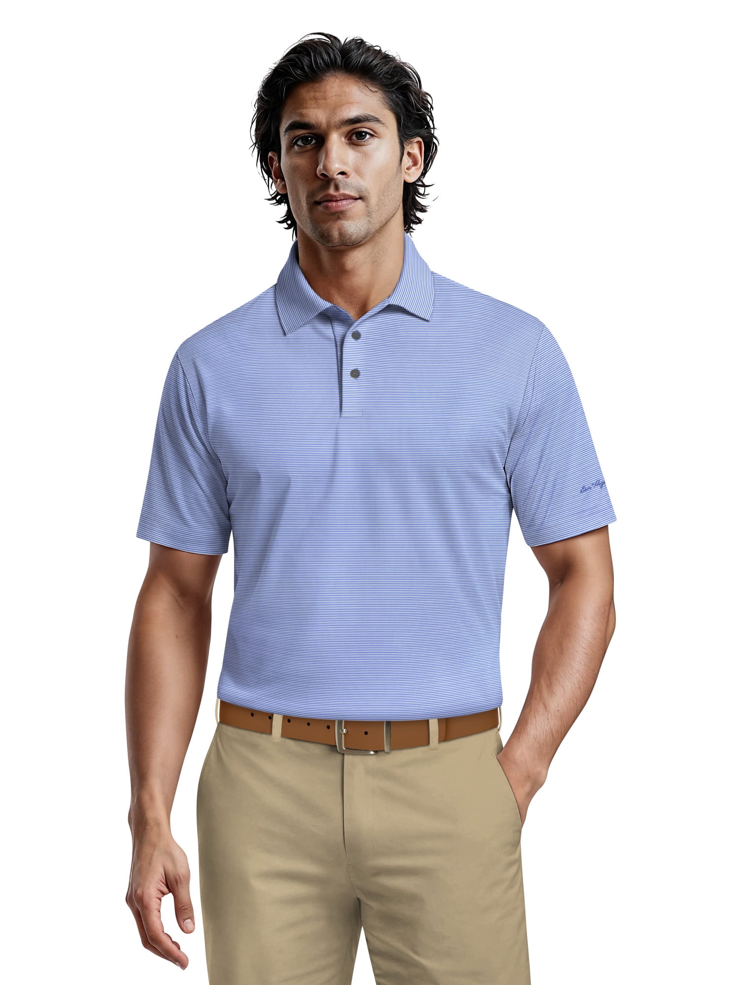 Ben Hogan Men's & Big Men's Performance Fine Line Printed Short Sleeve Polo Shirt, up to 5XL