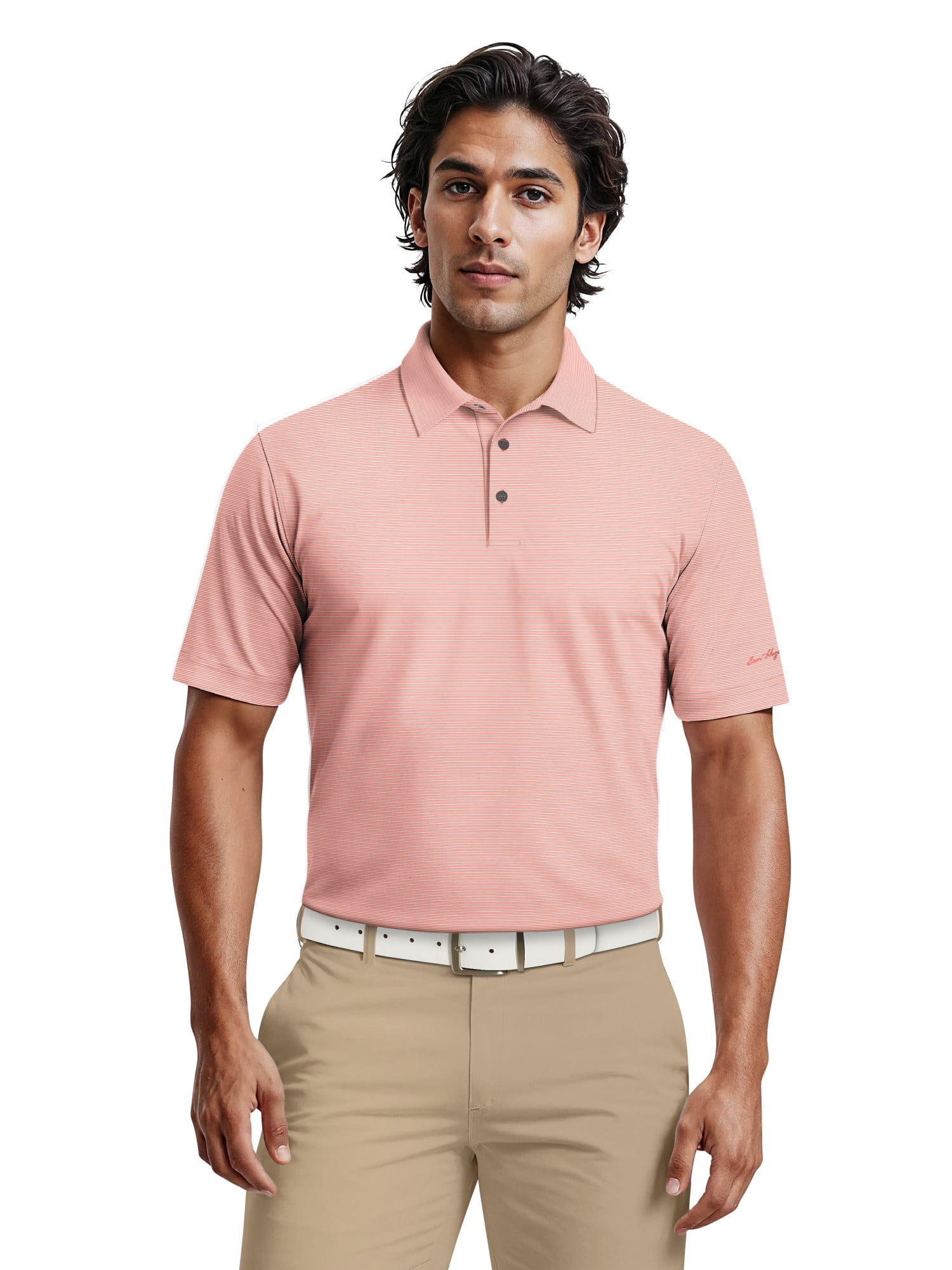 Ben Hogan Men's & Big Men's Performance Fine Line Printed Short Sleeve Polo Shirt, up to 5XL