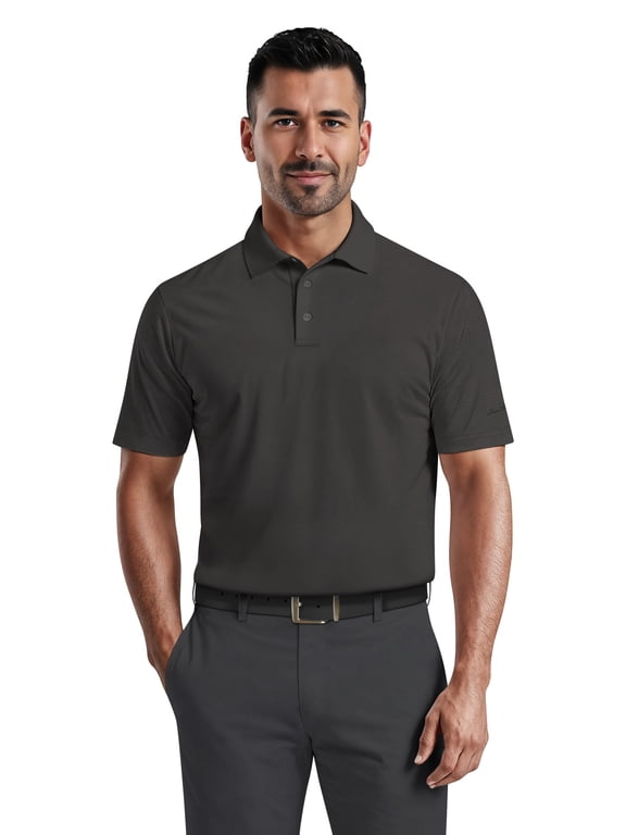 Men's & Big Men's Performance Fine Line Stripe Short Sleeve Polo Shirt, up to 5XL