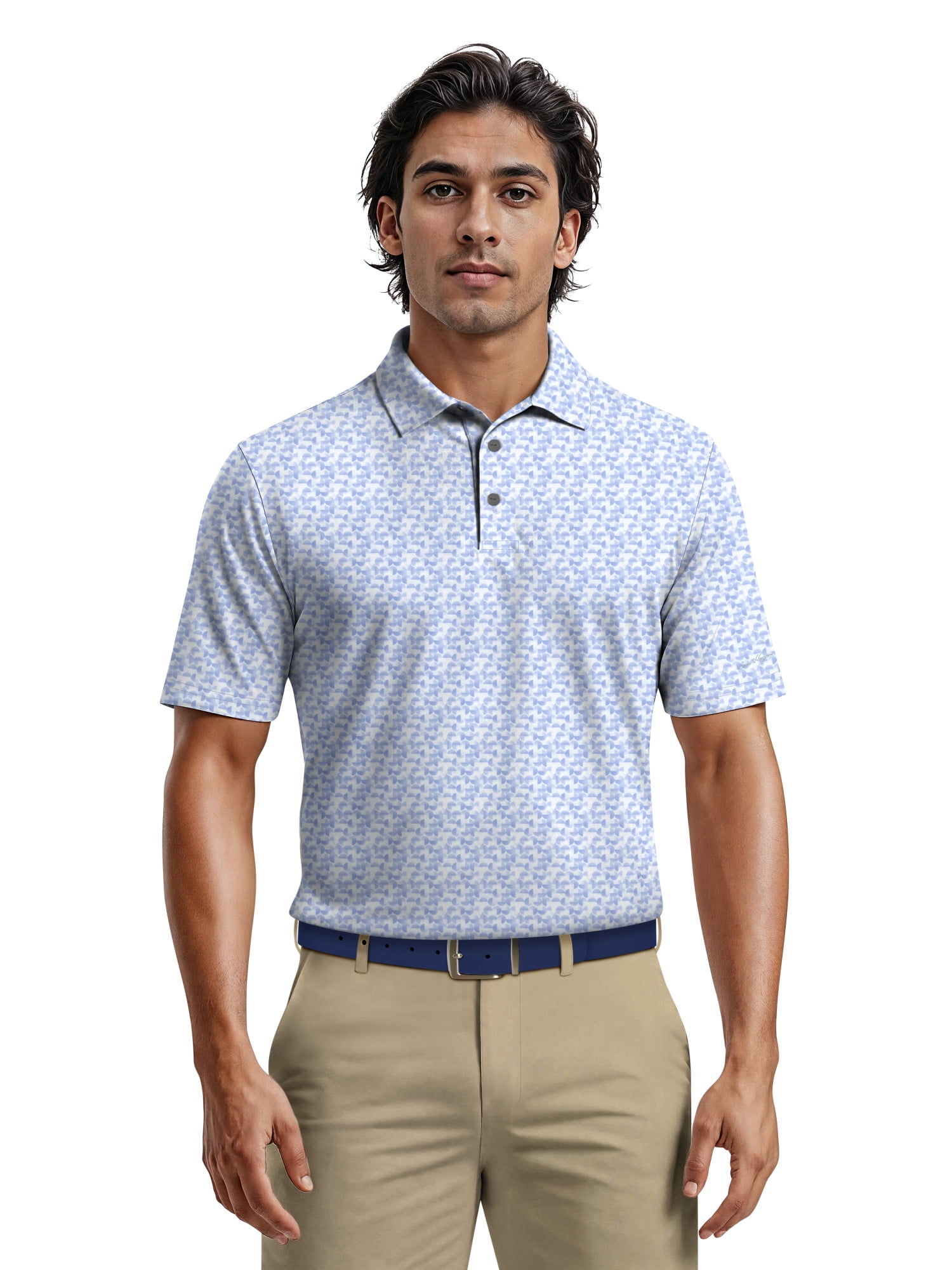 Ben Hogan Men's & Big Men's Performance Geo Polo Short Sleeve Polo Shirt, up to 5XL