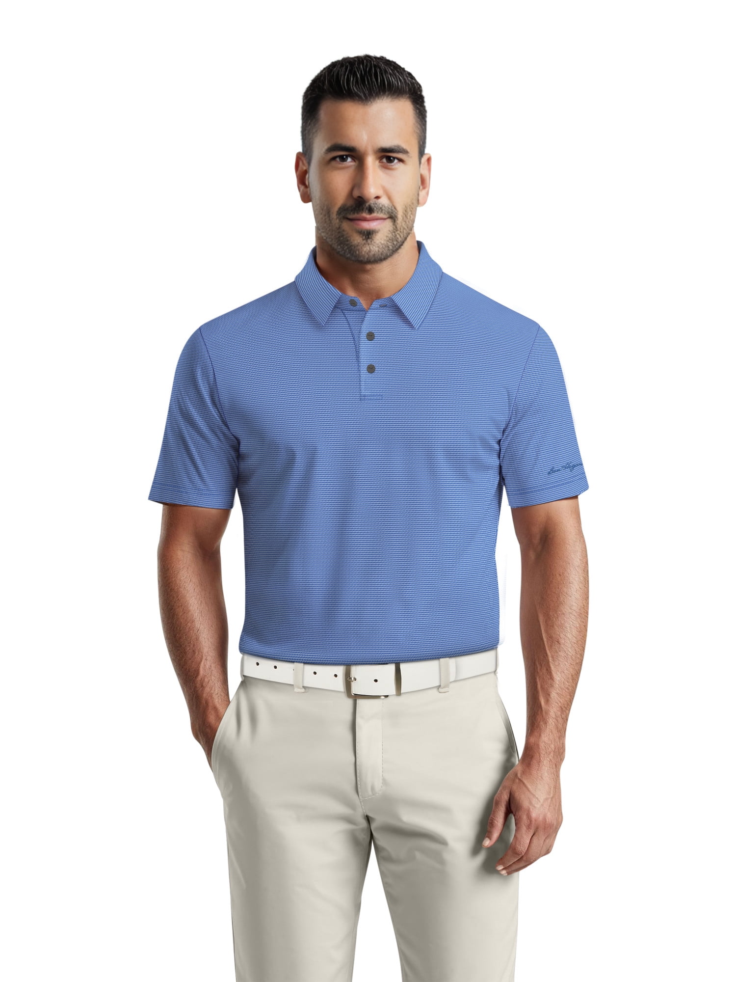 Ben Hogan Men's & Big Men's Performance Geometric Jacquard Short Sleeve Golf Polo Shirt, Sizes S-5XL
