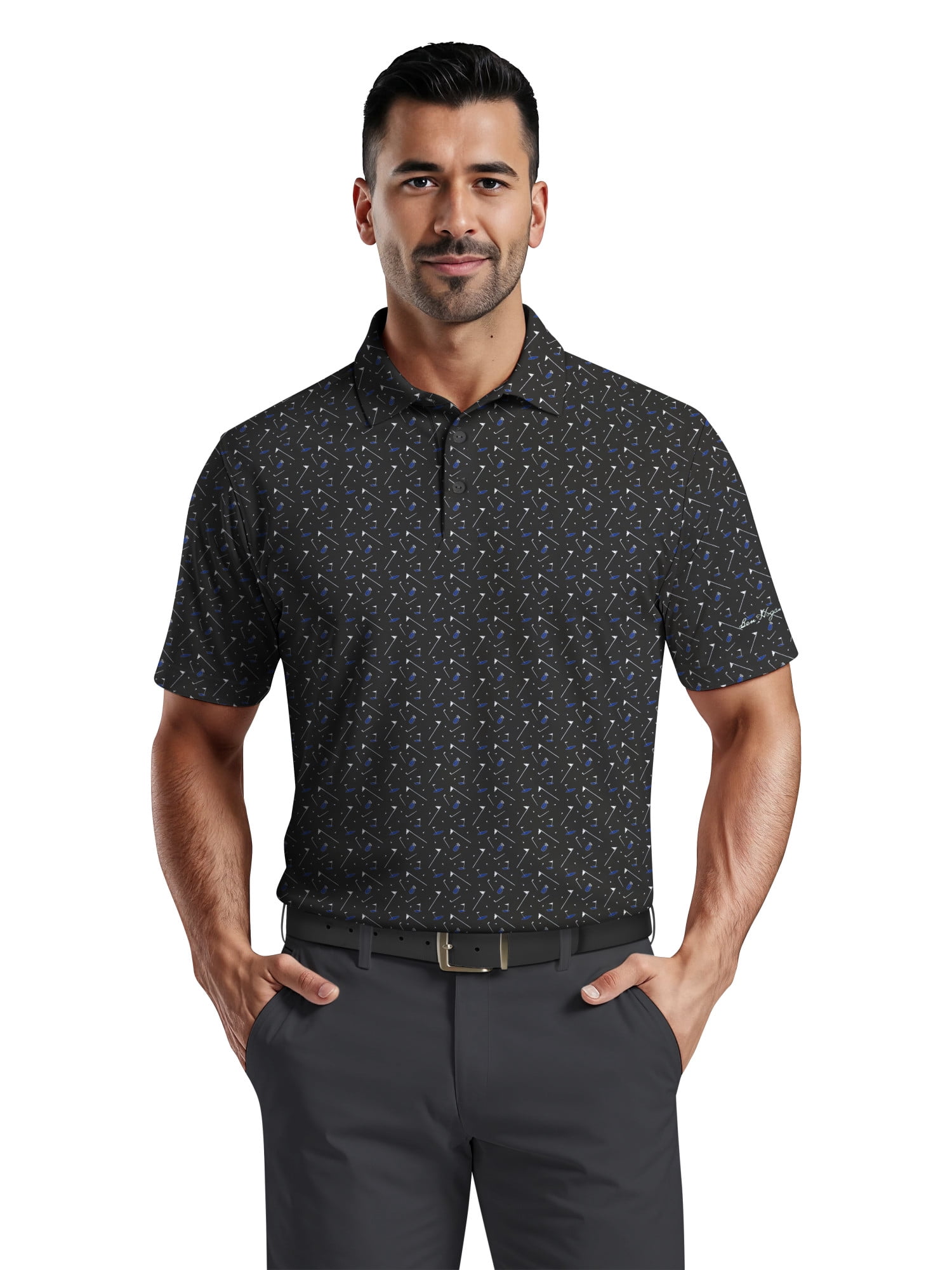 Ben Hogan Men's & Big Men's Performance Golf Themed Short Sleeve Polo Shirt, up to 5XL