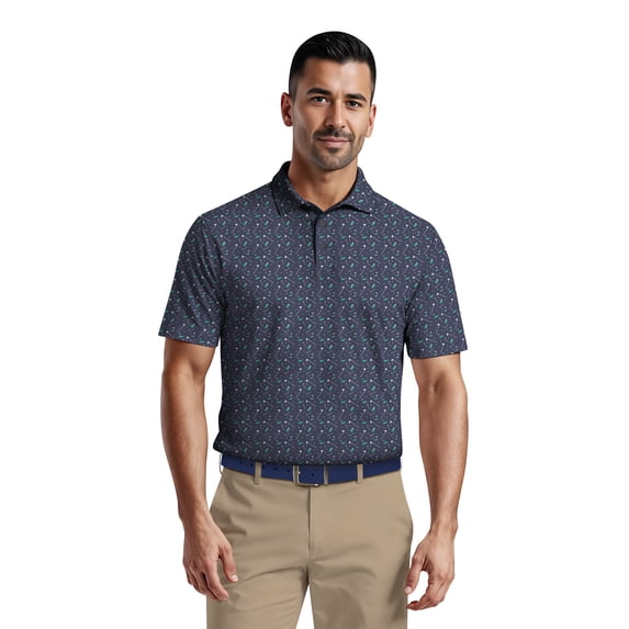 Ben Hogan Men's & Big Men's Performance Golf Themed Short Sleeve Polo Shirt, up to 5XL