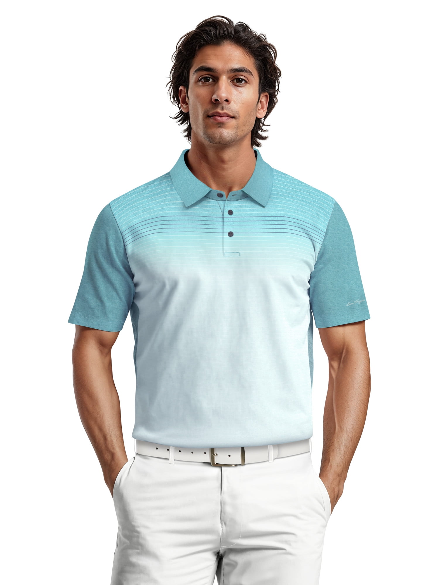 Ben Hogan Men's & Big Men's Performance Heather Assymetric Short Sleeve Golf Polo Shirt, Sizes S-3XL