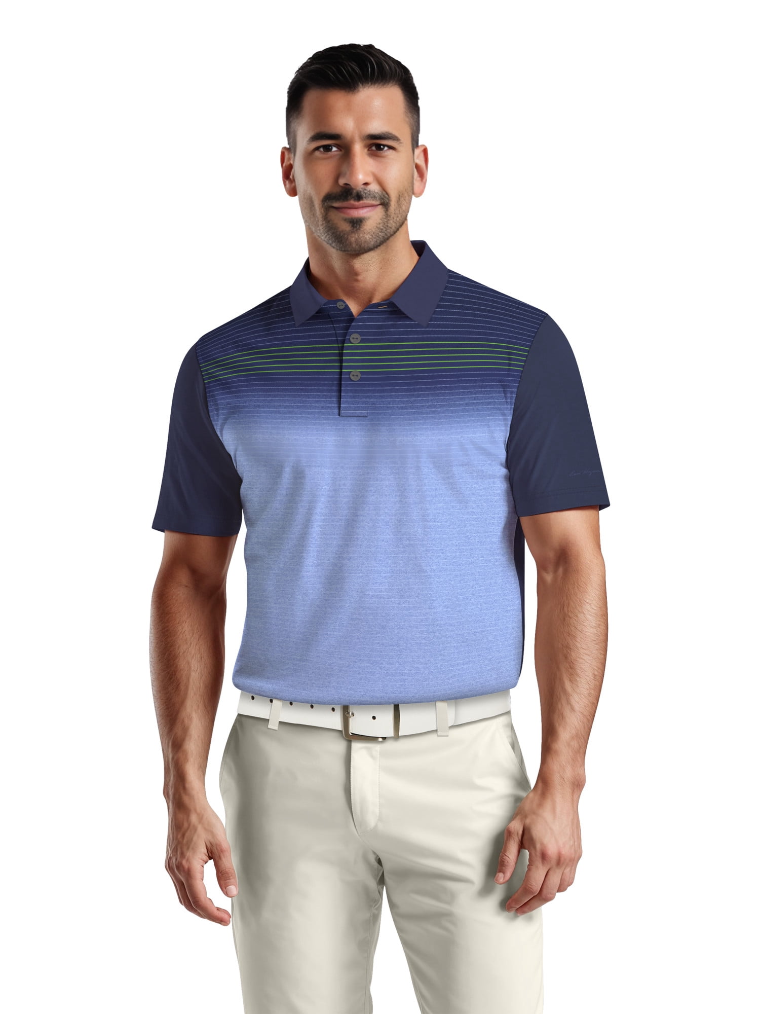 Ben Hogan Men's & Big Men's Performance Heather Assymetric Short Sleeve Golf Polo Shirt, Sizes S-3XL