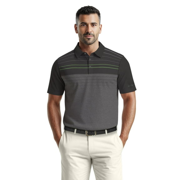 Ben Hogan Men's & Big Men's Performance Heather Chest Striped Print Short Sleeve Golf Polo Shirt, Sizes S-5XL