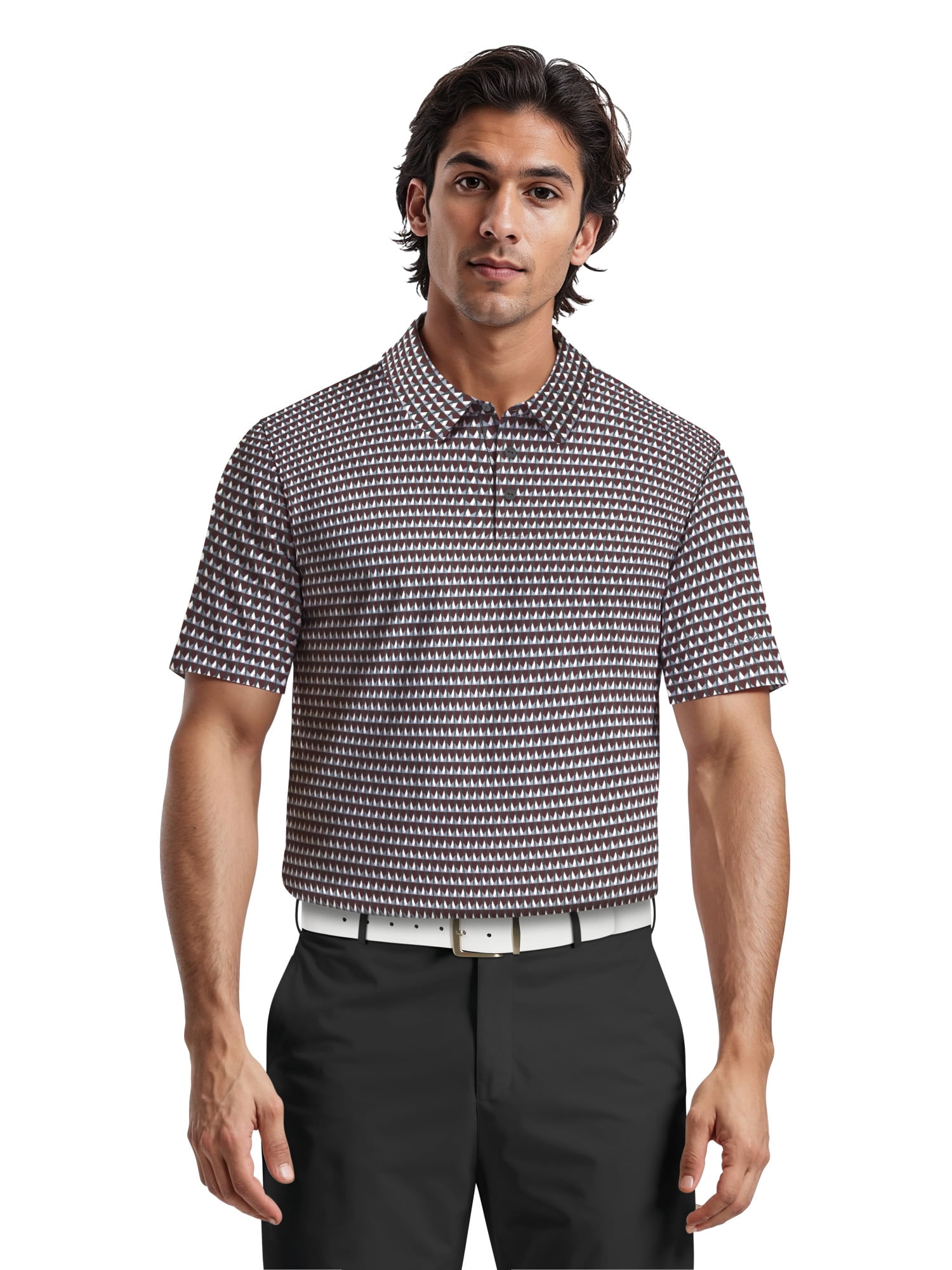 Ben Hogan Men's & Big Men's Performance Large Geometric Short Sleeve Polo Shirt, Sizes S-5XL